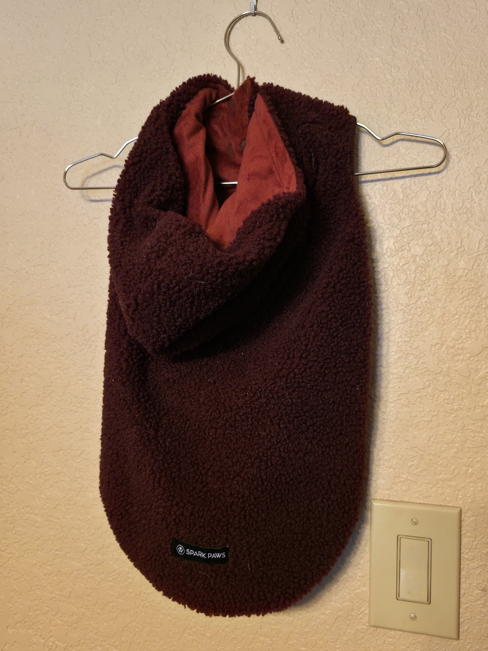 Spark Paws Cozy Sherpa Pet Hoodie - Burgundy